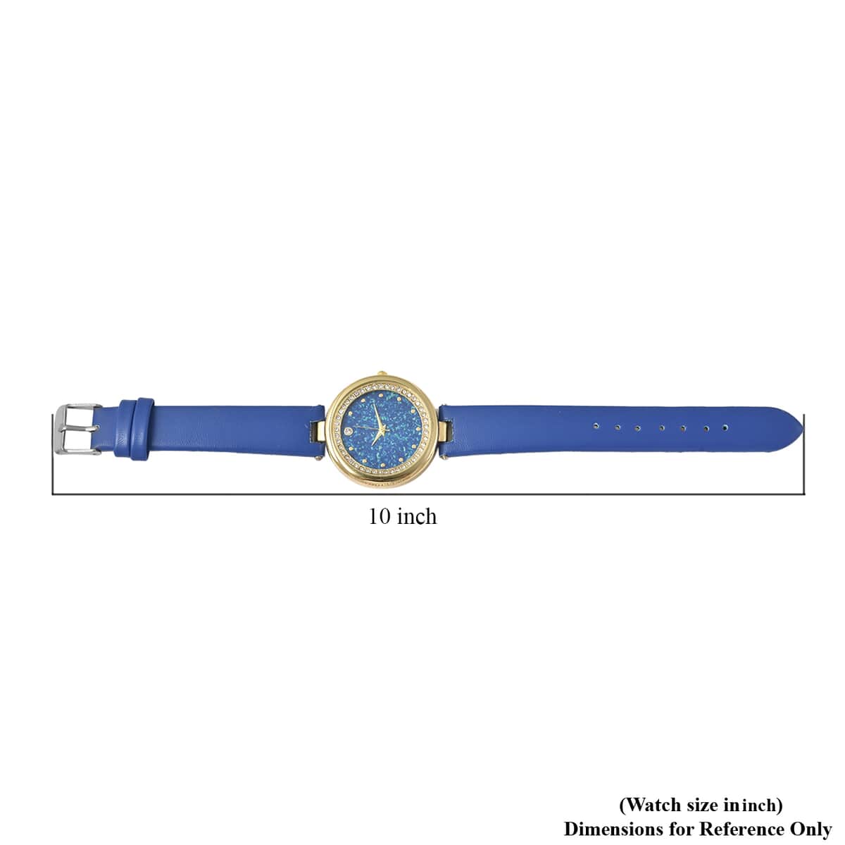 Genoa Austrian Crystal Miyota Japanese Movement Watch with Simulated Opal Dial and Blue Vegan Leather Strap image number 6