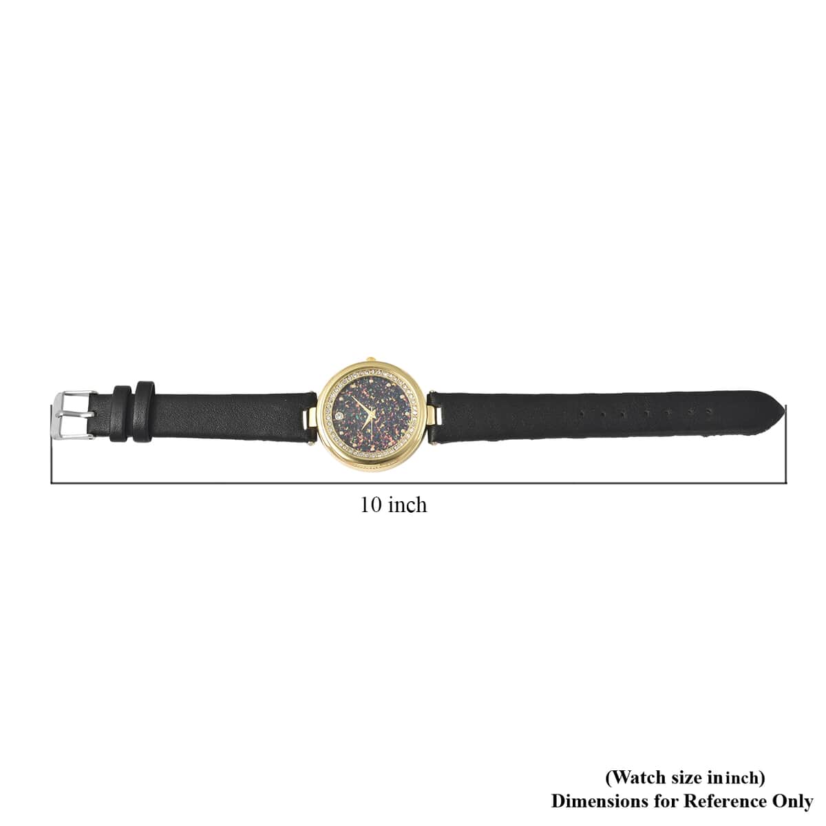 Genoa Austrian Crystal Miyota Japanese Movement Watch with Simulated Opal Dial and Black Vegan Leather Strap image number 6
