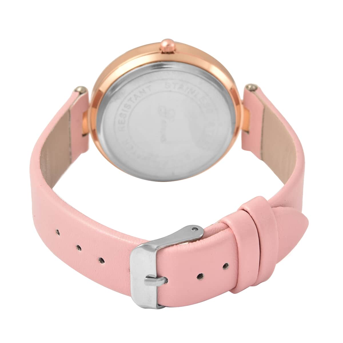 Genoa Austrian Crystal Miyota Japanese Movement Watch with Simulated Opal Dial and Pink Vegan Leather Strap image number 5