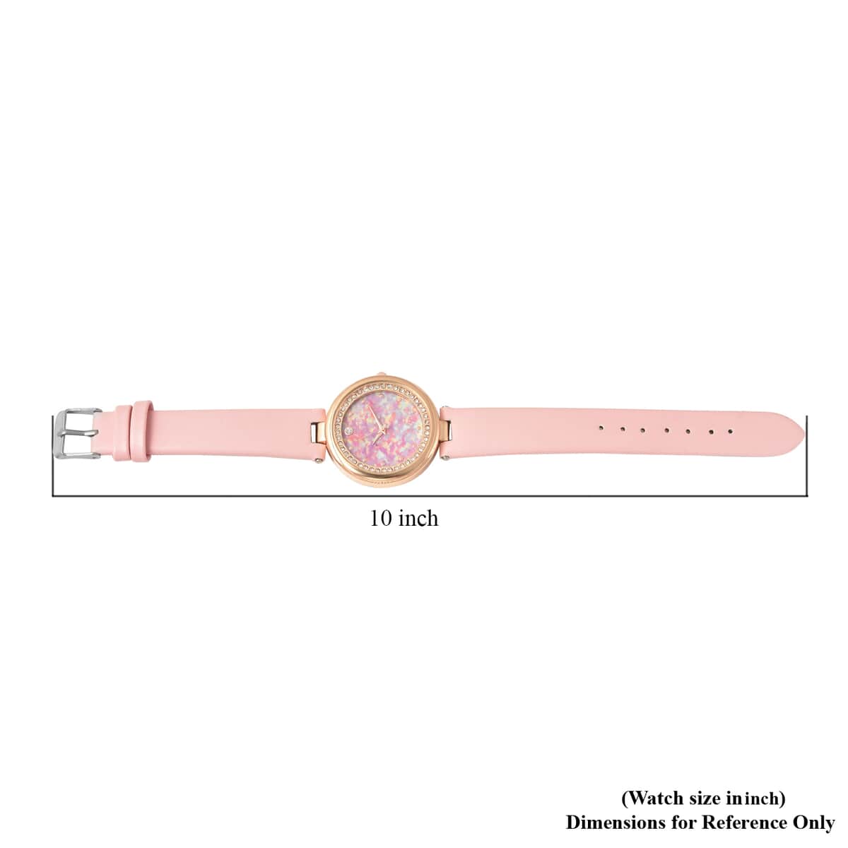 Genoa Austrian Crystal Miyota Japanese Movement Watch with Simulated Opal Dial and Pink Vegan Leather Strap image number 6