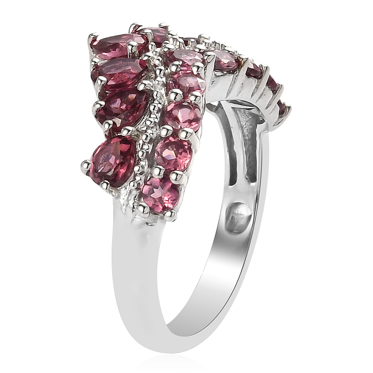 Orissa Rose Garnet Ring in Platinum Over Sterling Silver (Size 9.0) 2.25 ctw image number 3