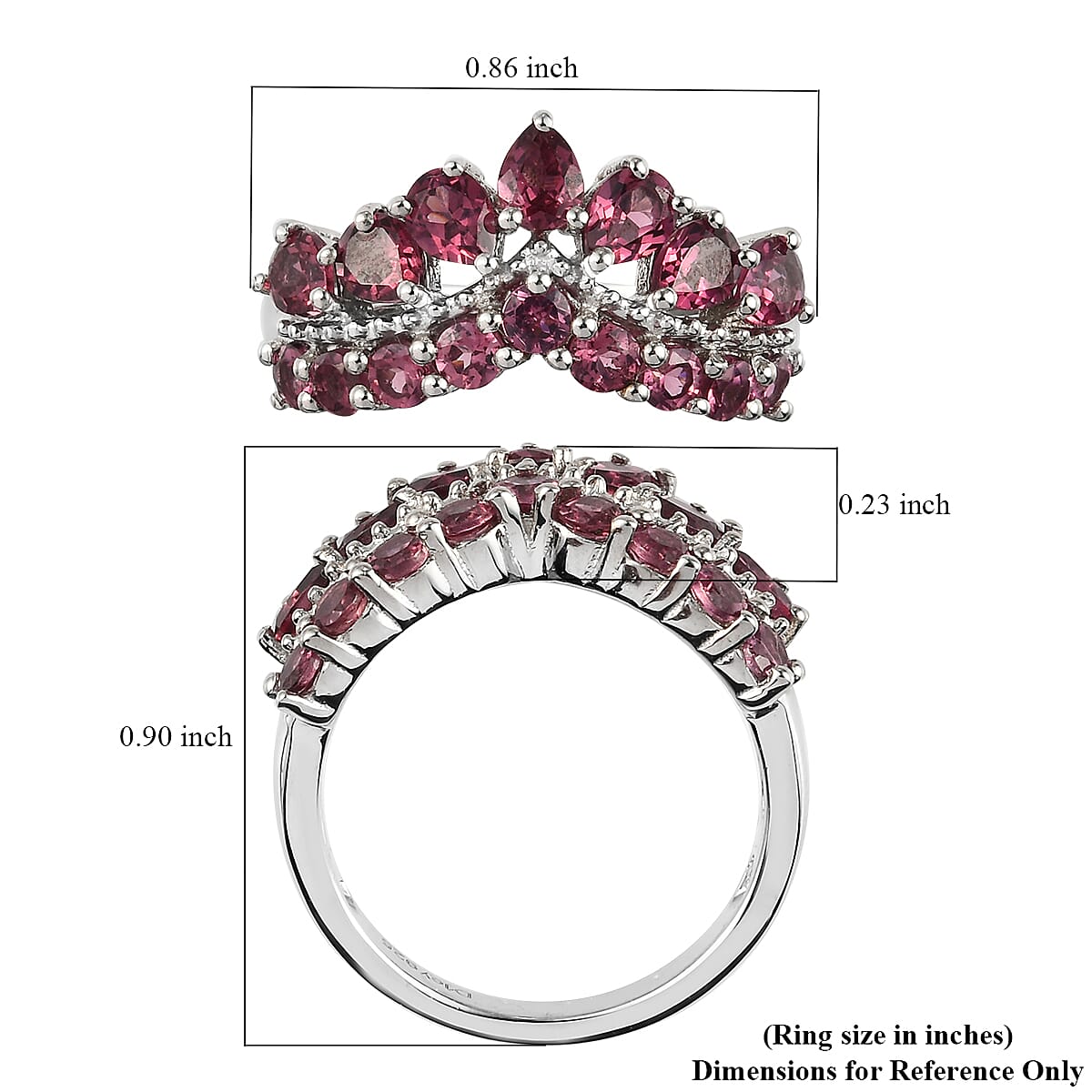 Orissa Rose Garnet Ring in Platinum Over Sterling Silver (Size 9.0) 2.25 ctw image number 5