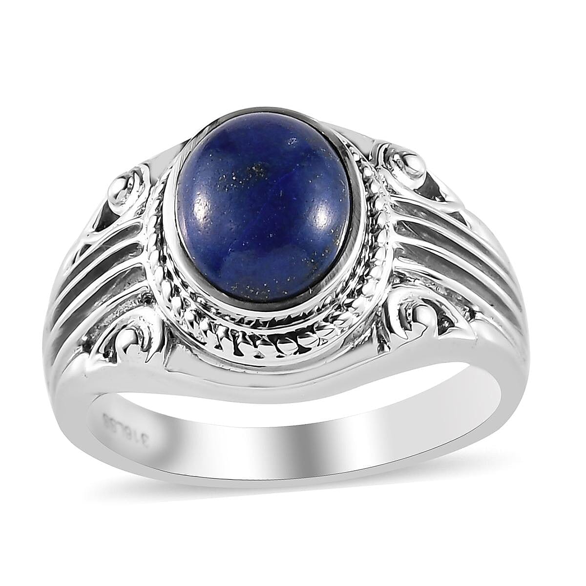 Lapis Lazuli Men's Ring in Stainless Steel (Size 10) 3.00 ctw