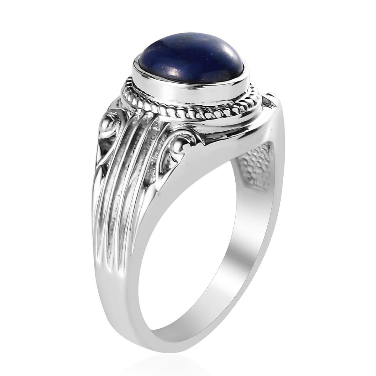 Lapis Lazuli Men's Ring in Stainless Steel 3.00 ctw image number 3