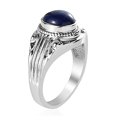Lapis Lazuli Men's Ring in Stainless Steel (Size 10) 3.00 ctw