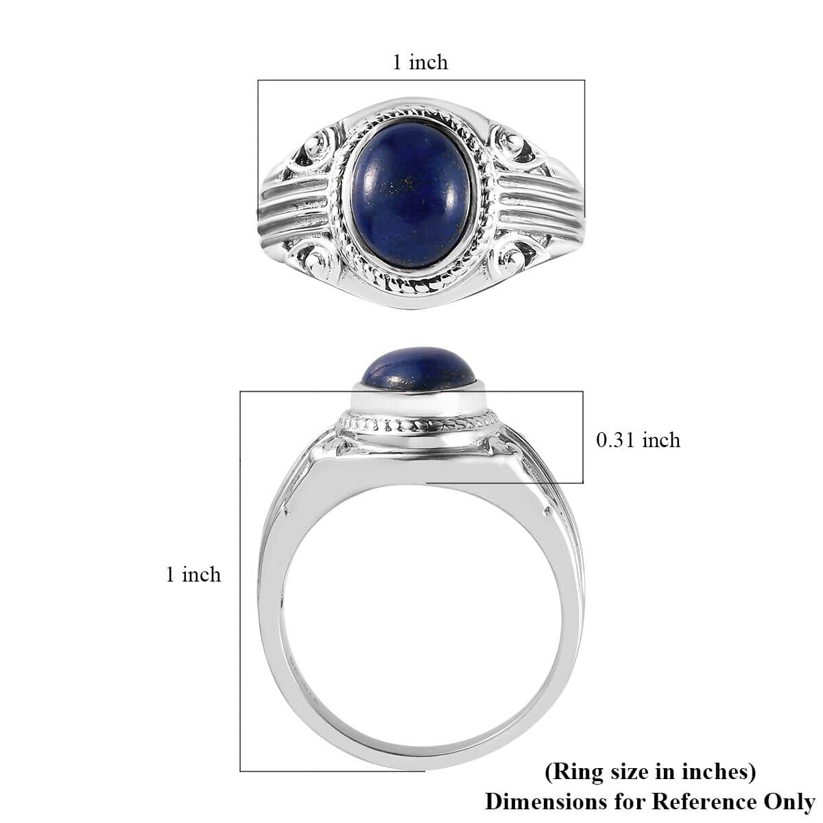 Lapis Lazuli Men's Ring in Stainless Steel (Size 10) 3.00 ctw image number 5