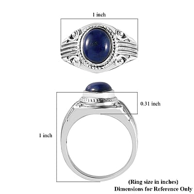 Lapis Lazuli Men's Ring in Stainless Steel (Size 10) 3.00 ctw