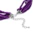 Amethyst and Simulated Purple Pearl Twisted Multi Row Beaded Station Necklace 18-20 Inches in Silvertone 130.00 ctw image number 3