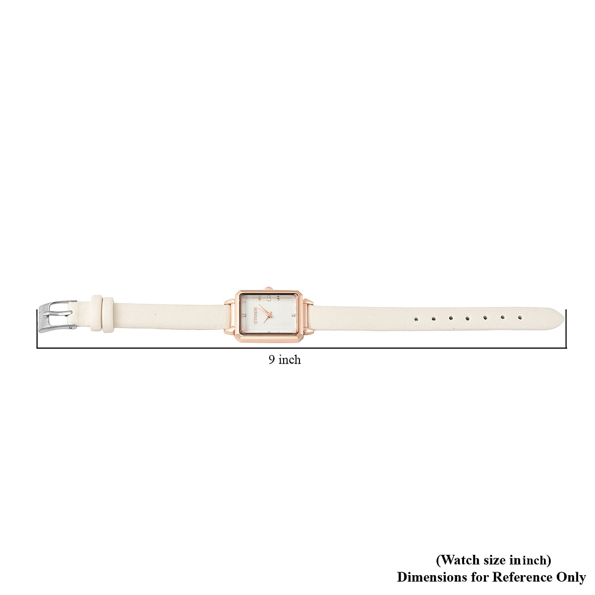 Strada Austrian Crystal Japanese Movement Watch with White Faux Leather Strap image number 6
