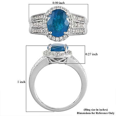 Malgache Neon Apatite and Natural White Zircon Cocktail Ring in Sterling Silver (Size 10.0) 3.50 ctw