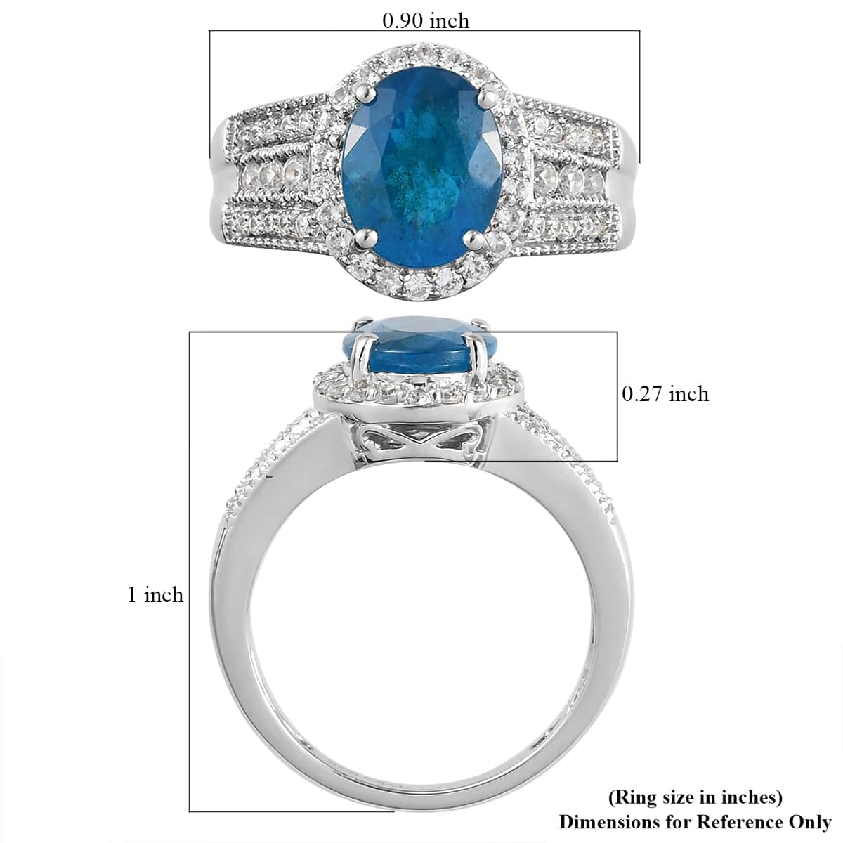 DOORBUSTER Malgache Neon Apatite and Natural White Zircon Ring in Sterling Silver (Size 10.0) 3.50 ctw image number 5