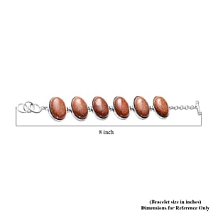 Gold Sandstone 122.00 ctw Station Bracelet in Silvertone (7.50-8.50In)