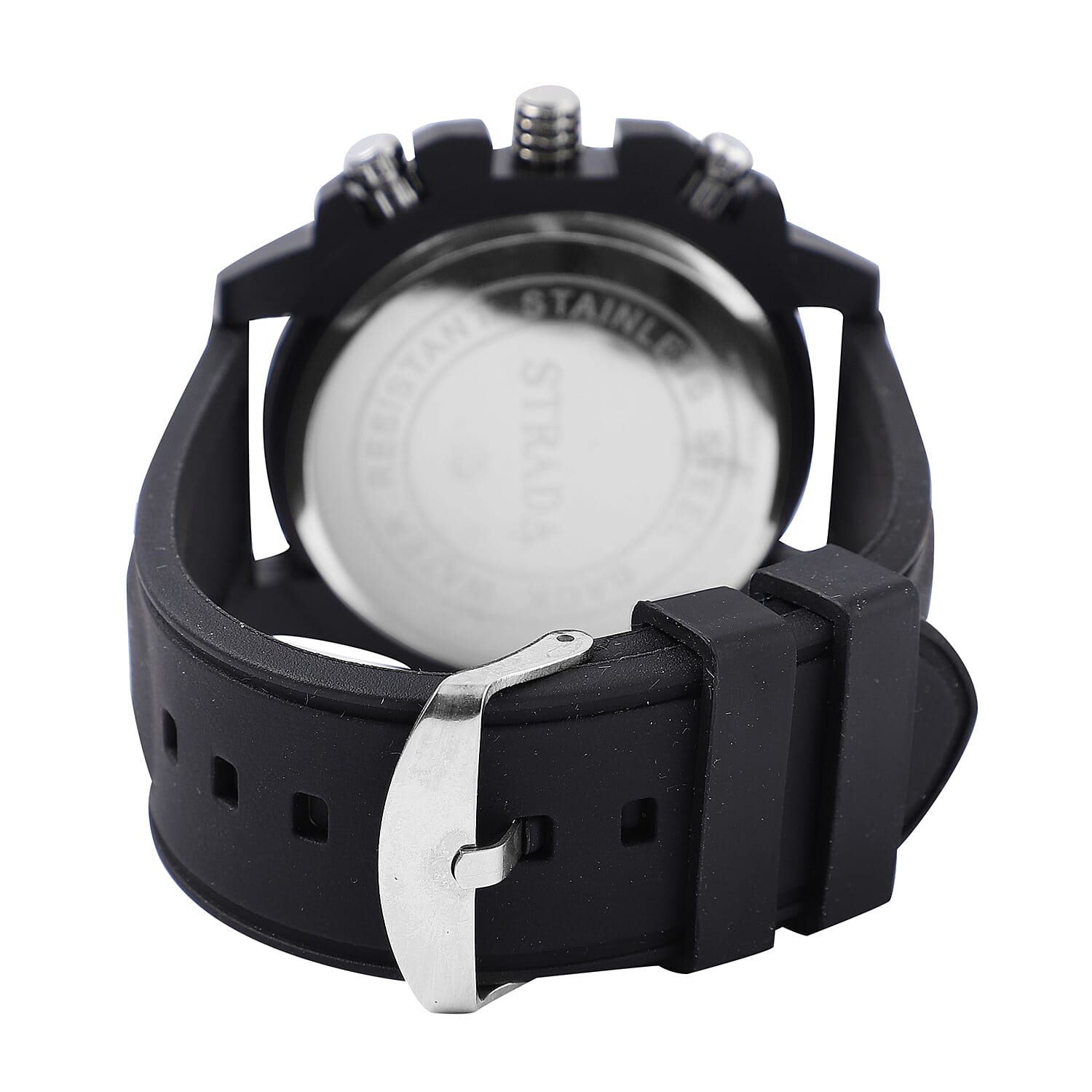 Strada Japanese Movement Sport Watch with Black Silicone Strap