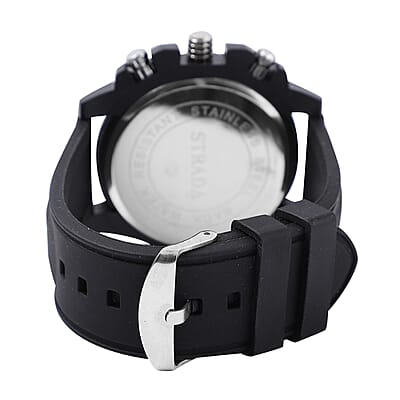 Strada Japanese Movement Sport Watch with Black Silicone Strap