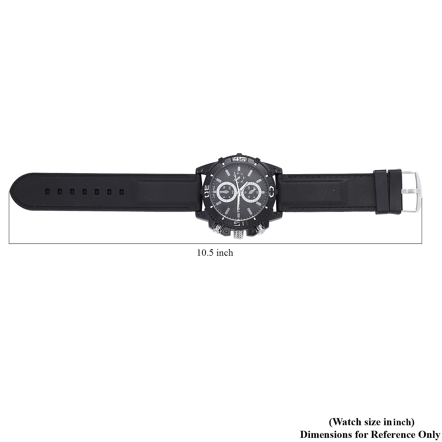 Strada Japanese Movement Sport Watch with Black Silicone Strap