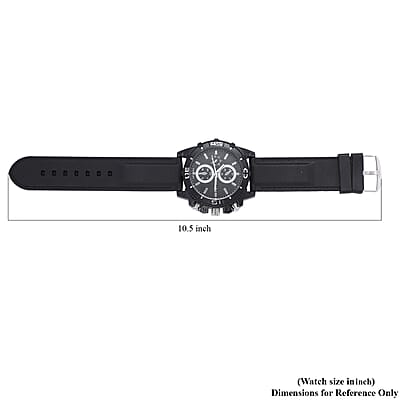 Strada Japanese Movement Sport Watch with Black Silicone Strap