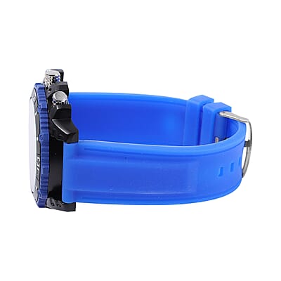 Strada Japanese Movement Sport Watch with Blue Silicone Strap