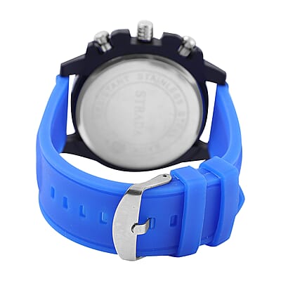 Strada Japanese Movement Sport Watch with Blue Silicone Strap