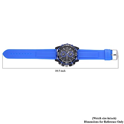 Strada Japanese Movement Sport Watch with Blue Silicone Strap