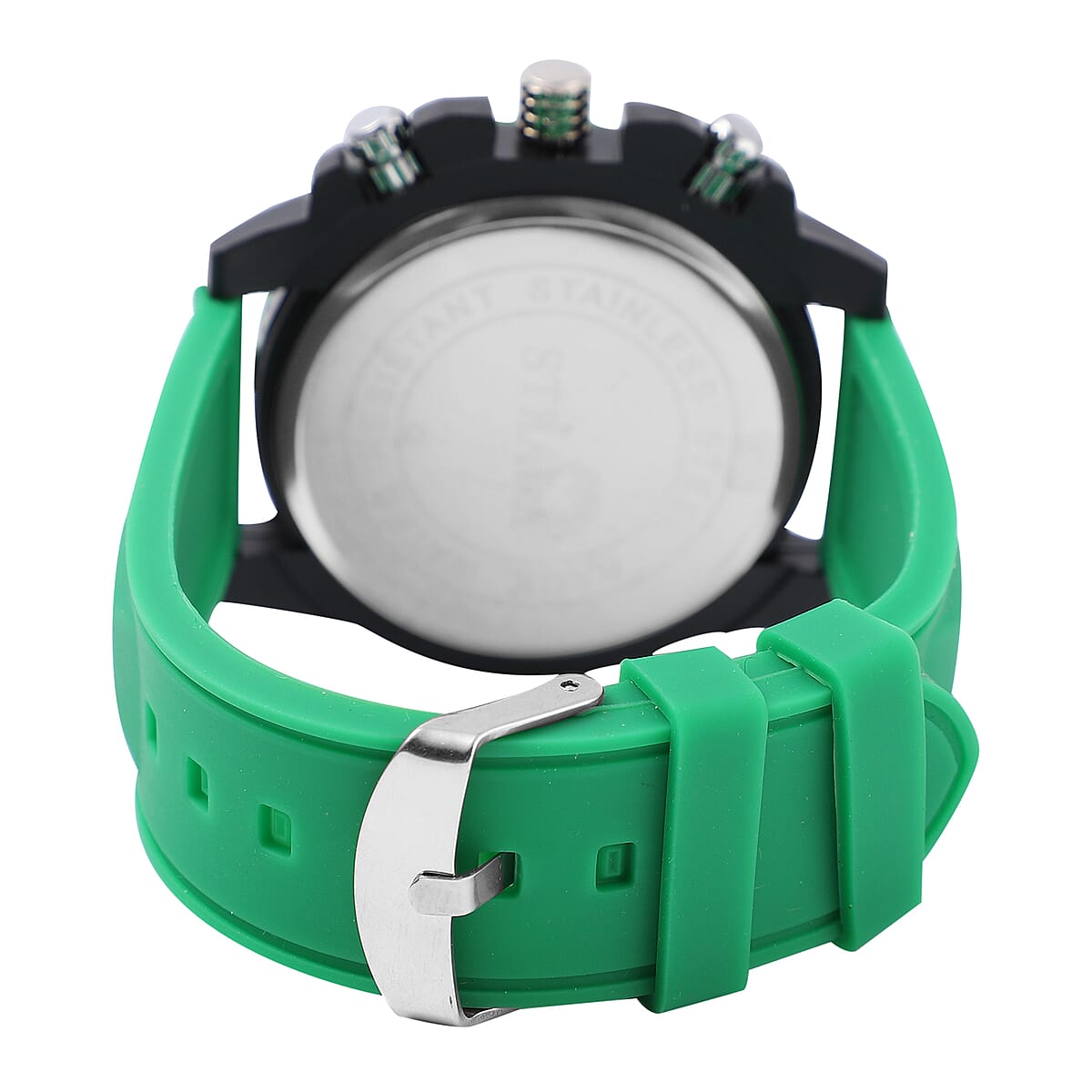 Strada Japanese Movement Sport Watch with Green Silicone Strap image number 5