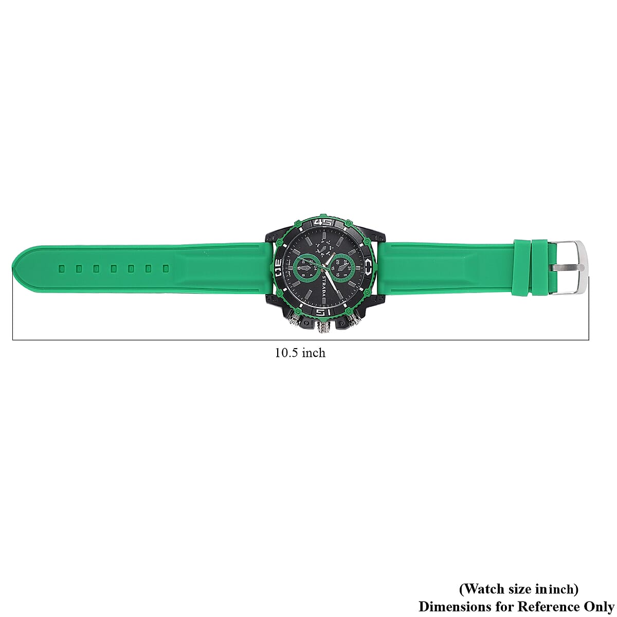Strada Japanese Movement Sport Watch with Green Silicone Strap image number 6