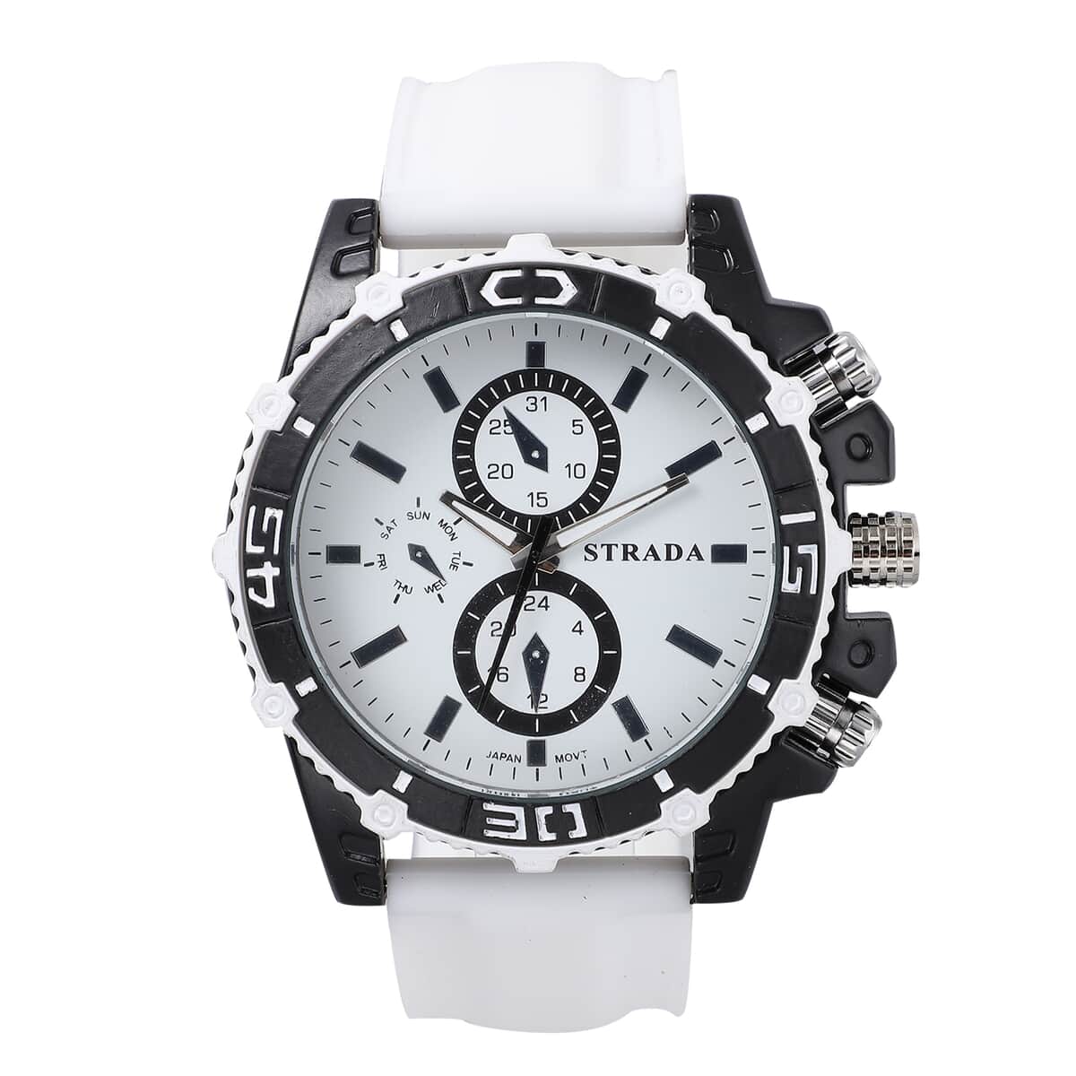 STRADA Japanese Movement Sport Watch with White Silicone Strap image number 0