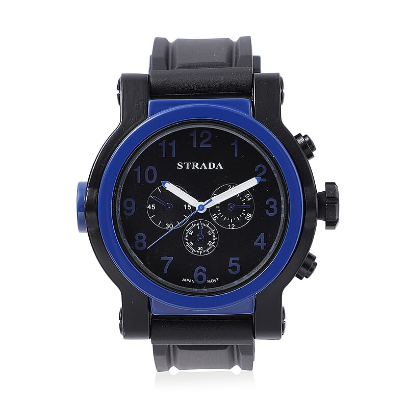 Strada Japanese Movement Watch with Black Silicone Strap