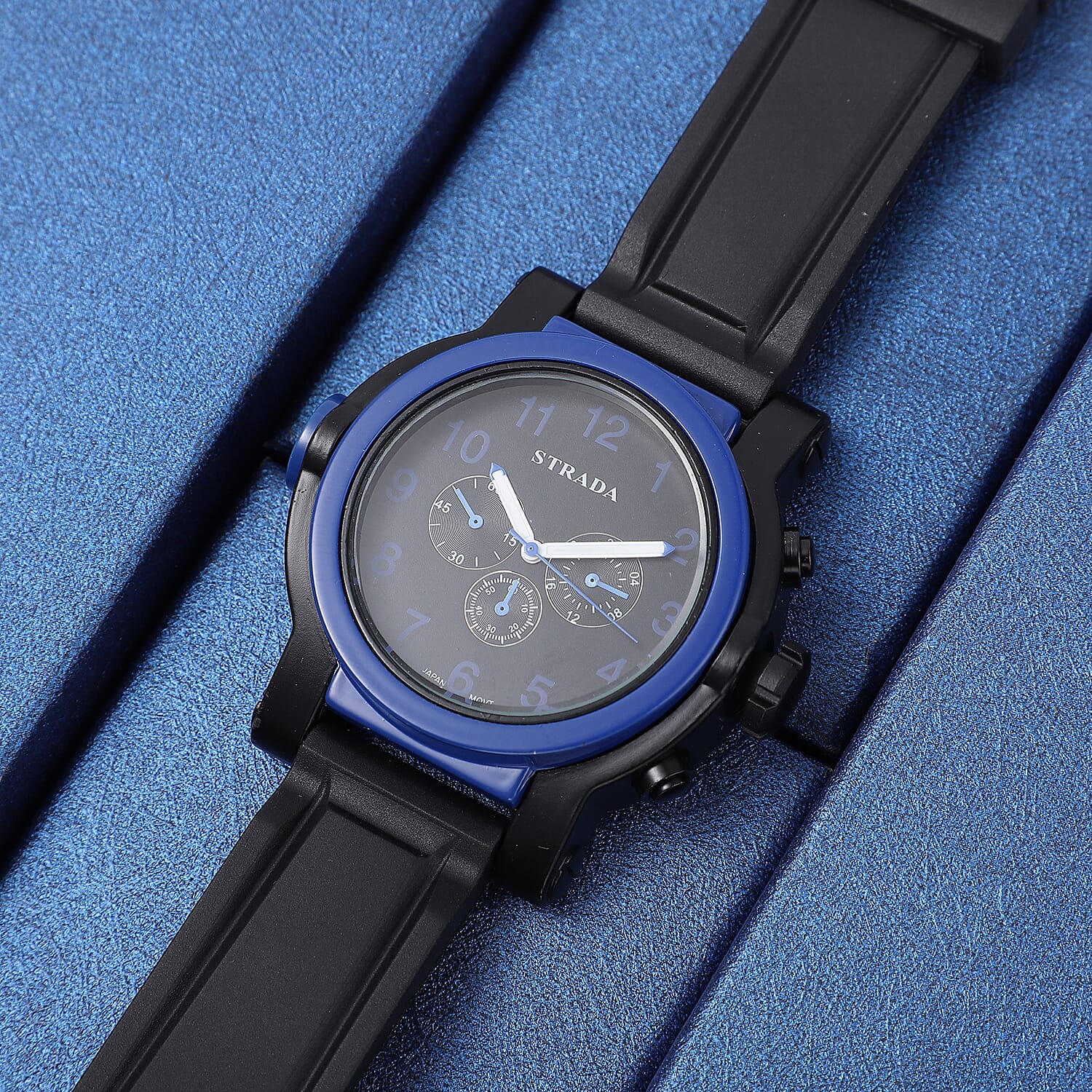 Strada Japanese Movement Watch with Black Silicone Strap