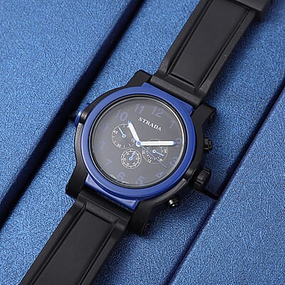 Strada Japanese Movement Watch with Black Silicone Strap