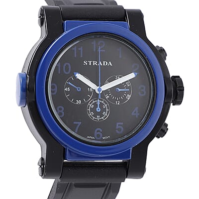 Strada Japanese Movement Watch with Black Silicone Strap
