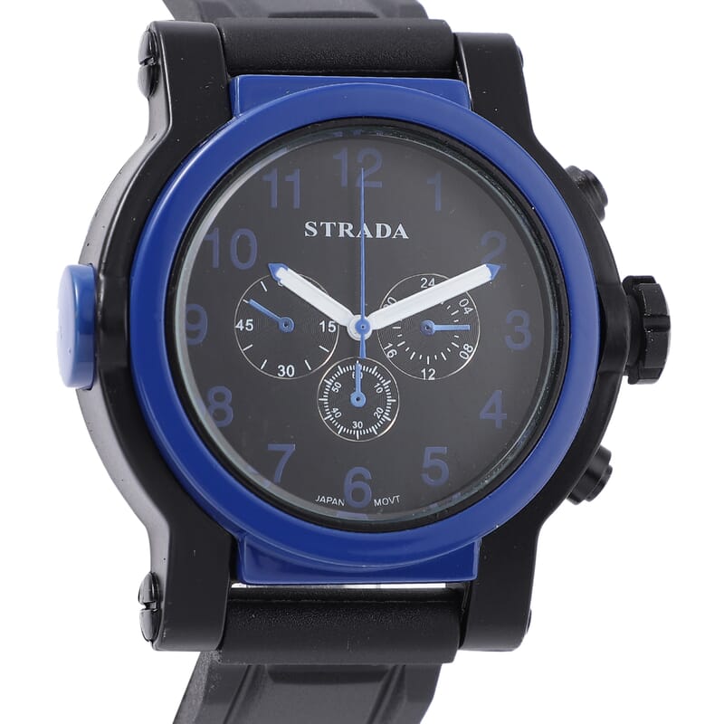 Strada Japanese Movement Watch with Black Silicone Strap