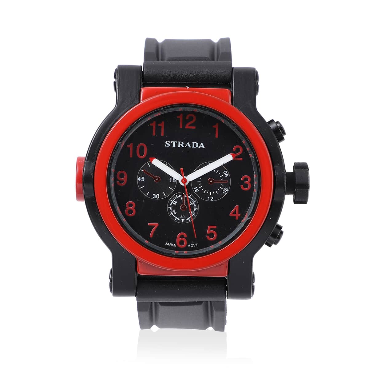 Strada Japanese Movement Sporty Look Watch with Black Silicone Strap image number 0