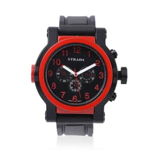 STRADA Japanese Movement Watch with Black Silicone Strap