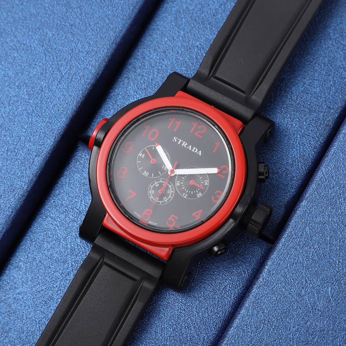 Strada Japanese Movement Sporty Look Watch with Black Silicone Strap image number 1