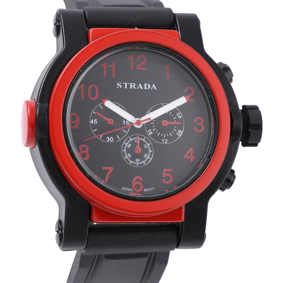 Strada Japanese Movement Sporty Look Watch with Black Silicone Strap image number 3