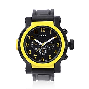 Strada Japanese Movement Watch with Black Silicone Strap