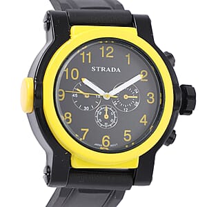 Strada Japanese Movement Watch with Black Silicone Strap