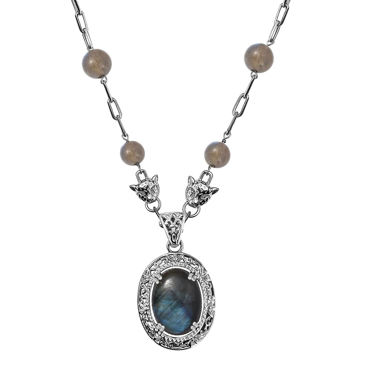 Karis Malagasy Labradorite 32.75 ctw Necklace 18 Inches in Platinum Bond  image number 0