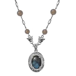 Karis Malagasy Labradorite 32.75 ctw Necklace 18 Inches in Platinum Bond 