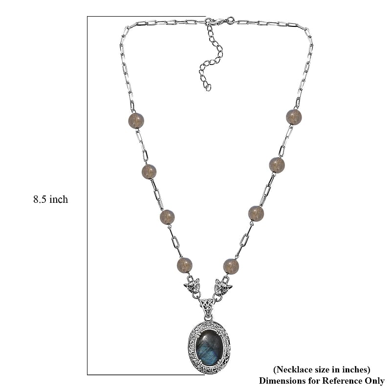 EverTrue Karis Malagasy Labradorite 32.75 ctw Necklace 18 Inches in Platinum Bond