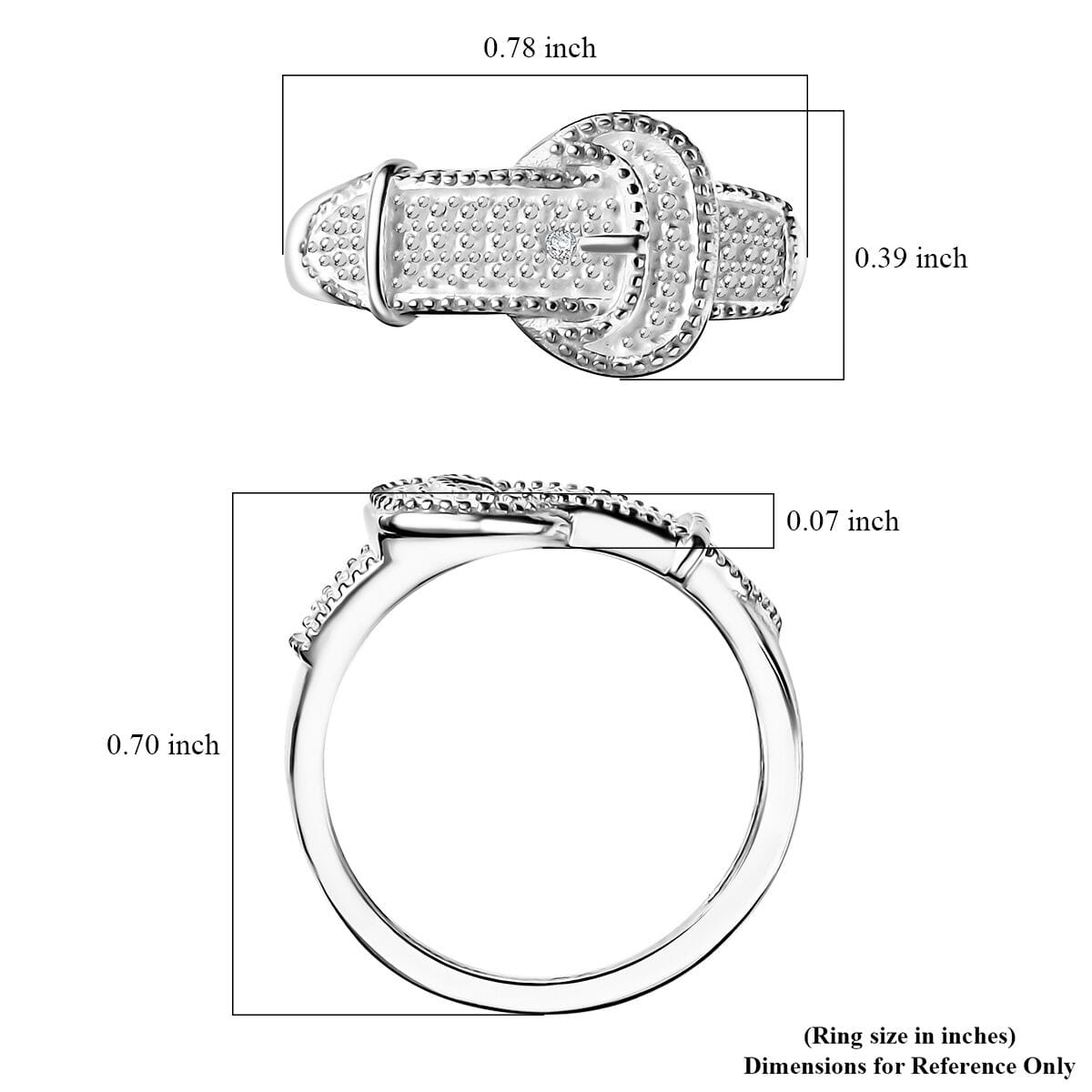 Karis White Diamond Accent Buckle Ring in Platinum Bond (Size 5.0) image number 5