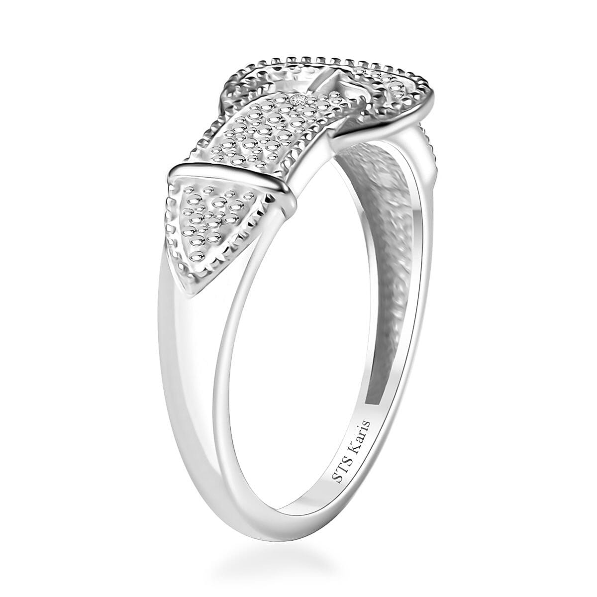 Karis White Diamond Accent Buckle Ring in Platinum Bond (Size 10.0) image number 3