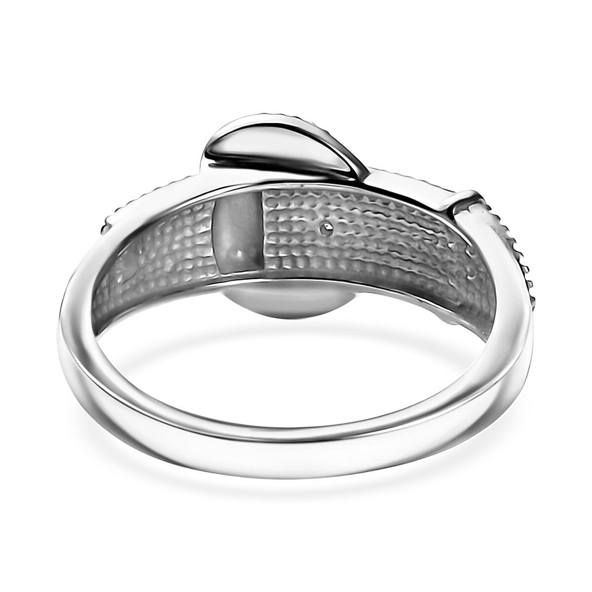 Karis White Diamond Accent Buckle Ring in Platinum Bond (Size 10.0) image number 4