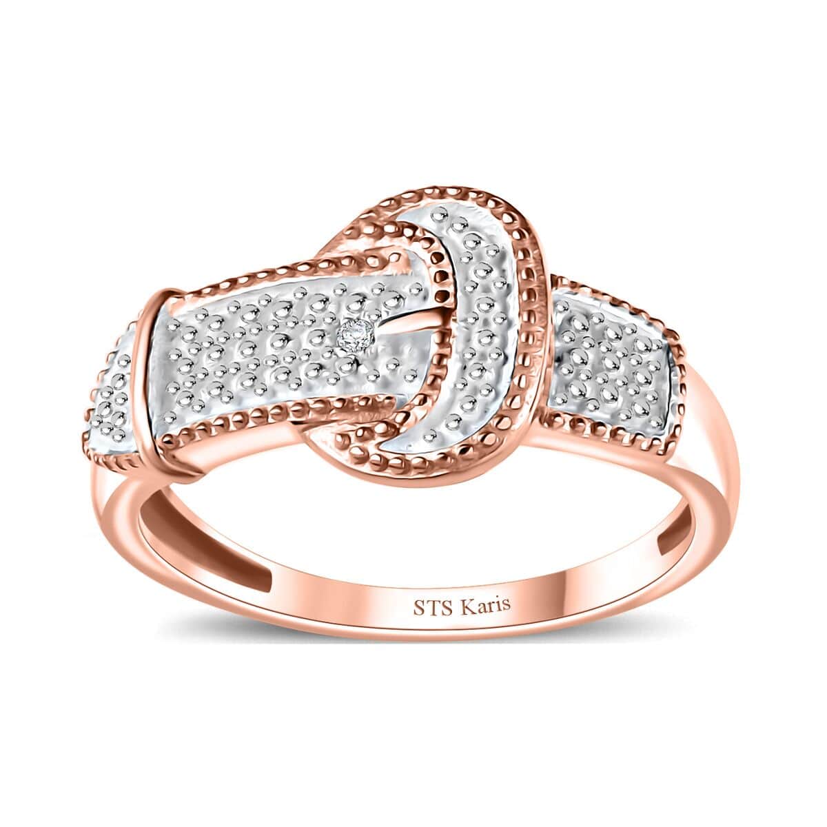 Karis White Diamond Accent Buckle Ring in 18K Rose Gold Plated (Size 10.0) image number 0