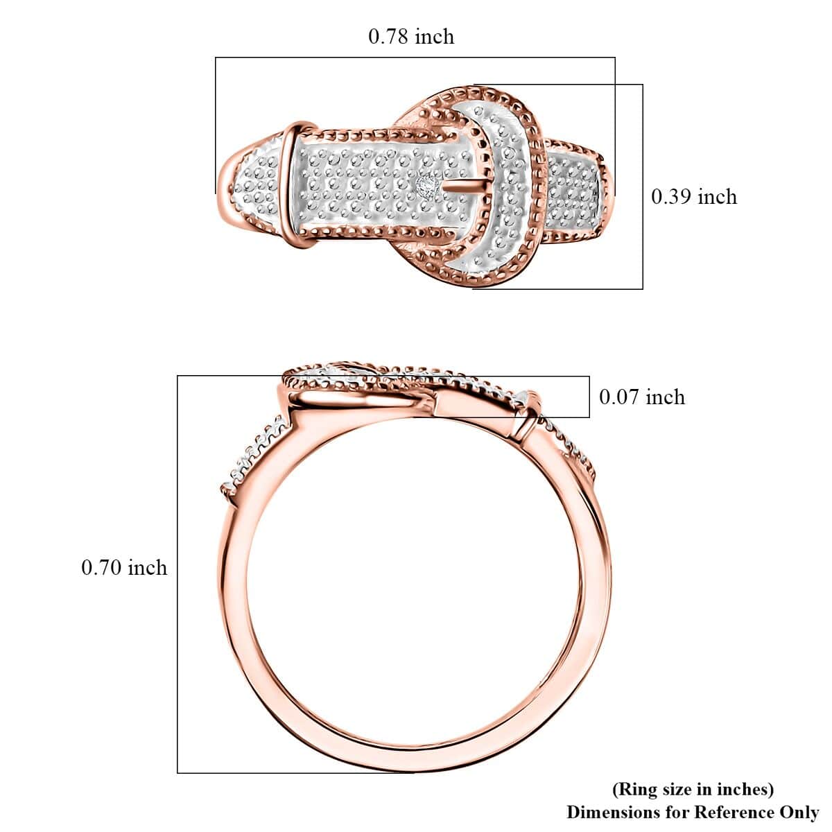 Karis White Diamond Accent Buckle Ring in 18K Rose Gold Plated (Size 10.0) image number 5