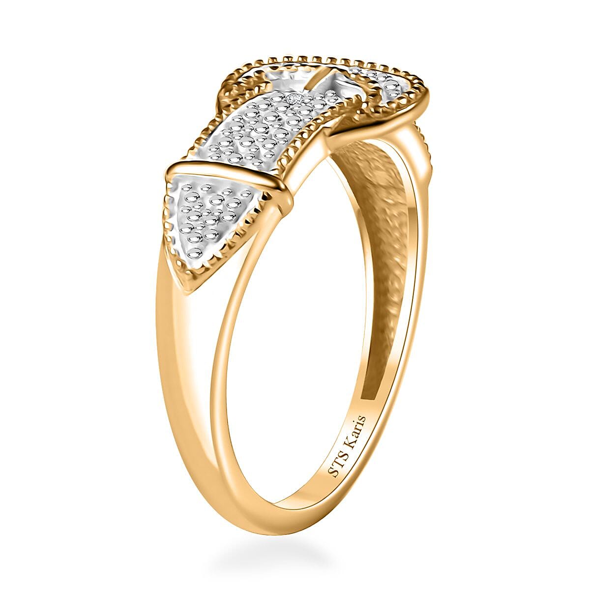 Karis White Diamond Accent Buckle Ring in 18K Yellow Gold Plated (Size 11.0) image number 3