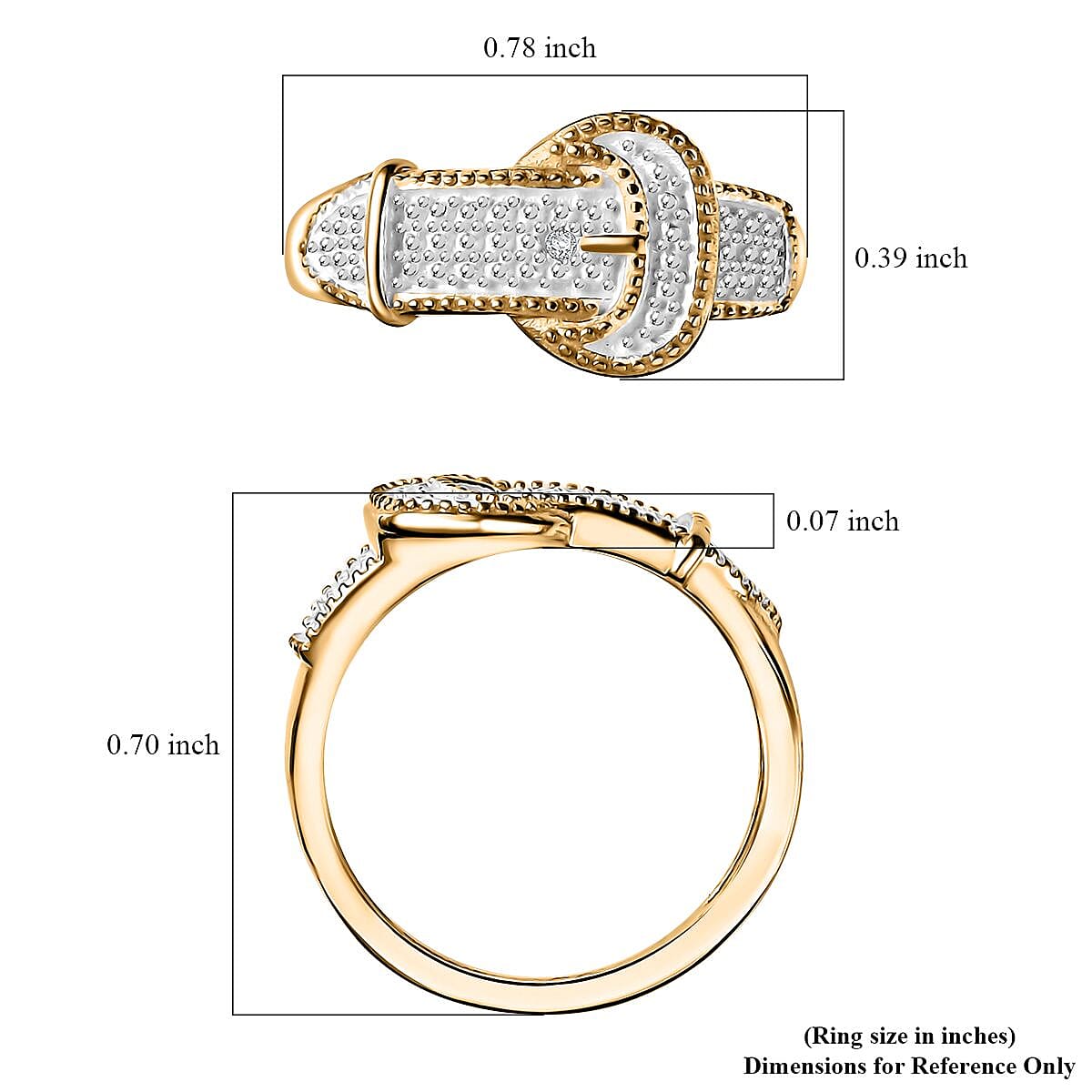 Karis White Diamond Accent Buckle Ring in 18K Yellow Gold Plated (Size 11.0) image number 5