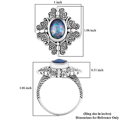 Bali Legacy Premium Boulder Opal Triplet 1.50 ctw Butterfly Ring in Sterling Silver (Size 10.0)