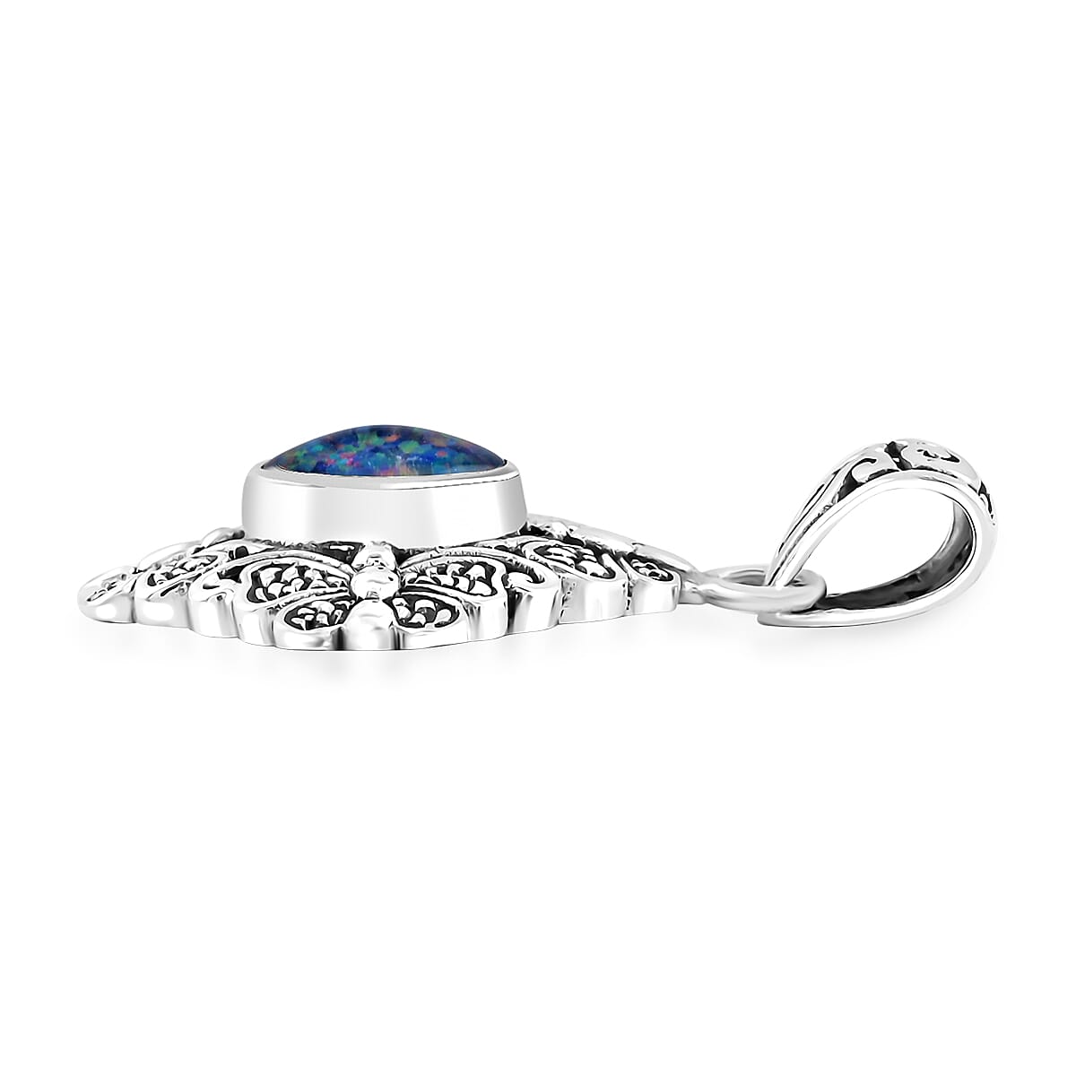 Bali Legacy Boulder Opal Triplet 1.75 ctw Butterfly Pendant in Sterling Silver