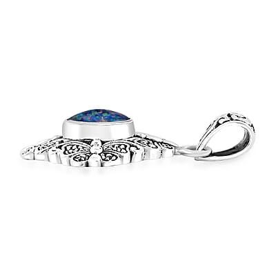 Bali Legacy Boulder Opal Triplet 1.75 ctw Butterfly Pendant in Sterling Silver
